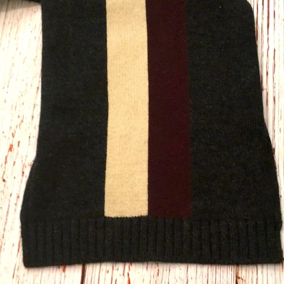 Wool Scarf Striped Maroon Cream Charcoal 5’ - Picture 5 of 7